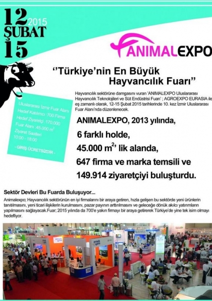 Animalexpo 6. Uluslararası Hayvancılık Teknolojileri ve Süt Endüstrisi Fuarı Etkinlik Afişi