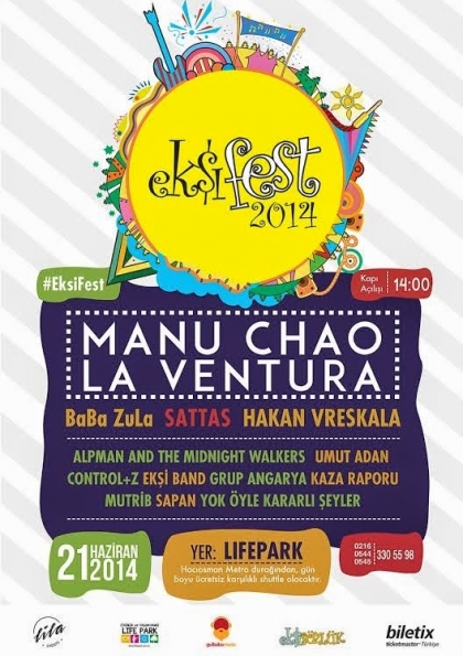 Ekşi Fest Manu Chao La Ventura Etkinlik Afişi
